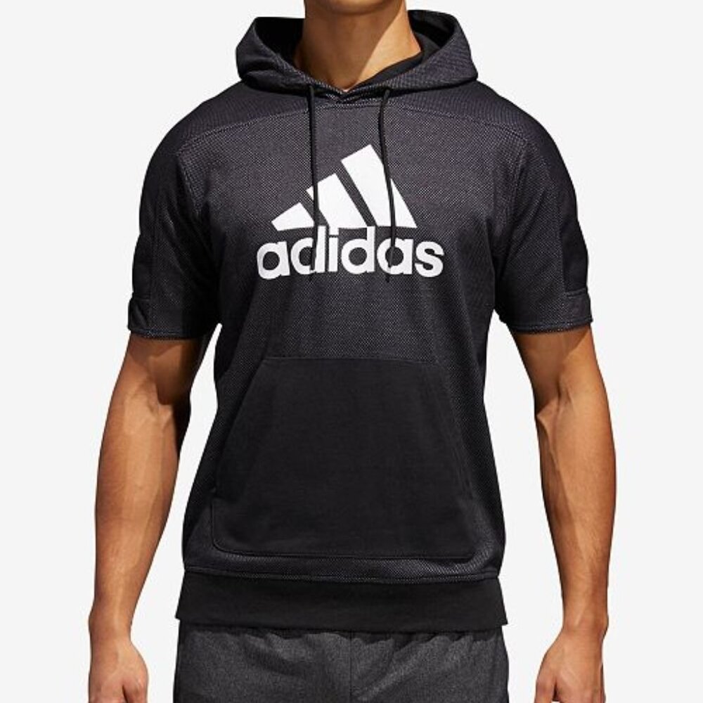 CLEARANCE!  ADIDAS - Men's Short Sleeve Hoodie, Black, Size S